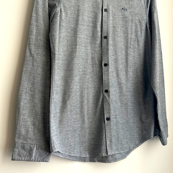 Men’s Armani Exchange Gray Slim Fit Cotton Long Sleeved Button Up Shirt - Picture 5 of 12